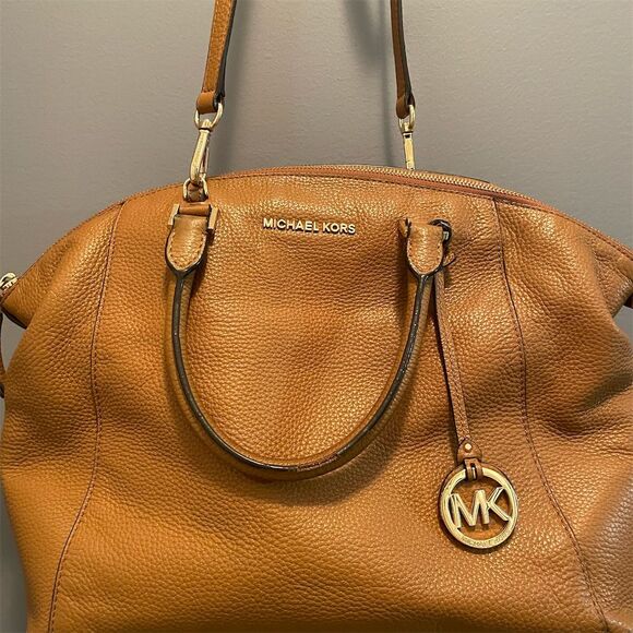 Michael Kors Handbags - Michael Kors Riley Large Satchel Acorn Brown Women's Handbag